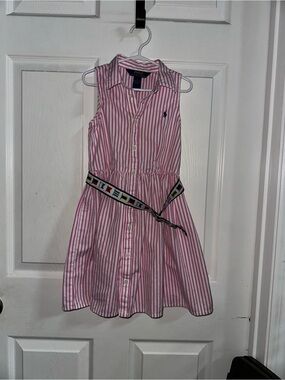 Ralph Lauren Pink and White Stripped Dress Size 6 Girl’s